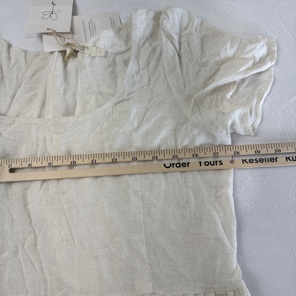 Christy Dawn Dress Women Large Scarlet Eggshell Linen Blend Cream Cottagecore - Picture 8 of 10